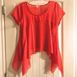 Lily White - Sheer, Red Flowy Top